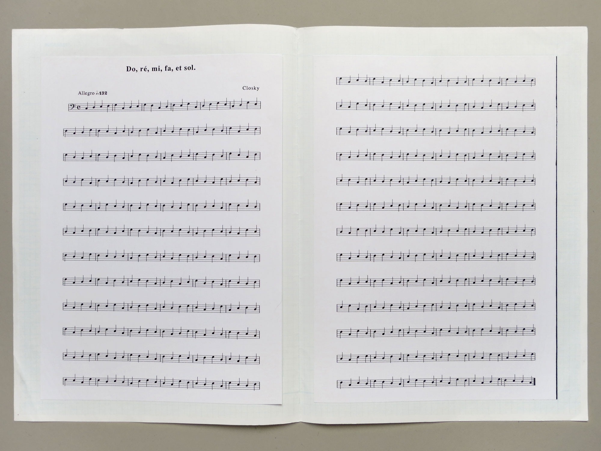 Claude Closky, ‘Do, ré, mi, fa et sol [C, D, E, F and G],’ 1989, laser print on paper, 34 x 50 cm.